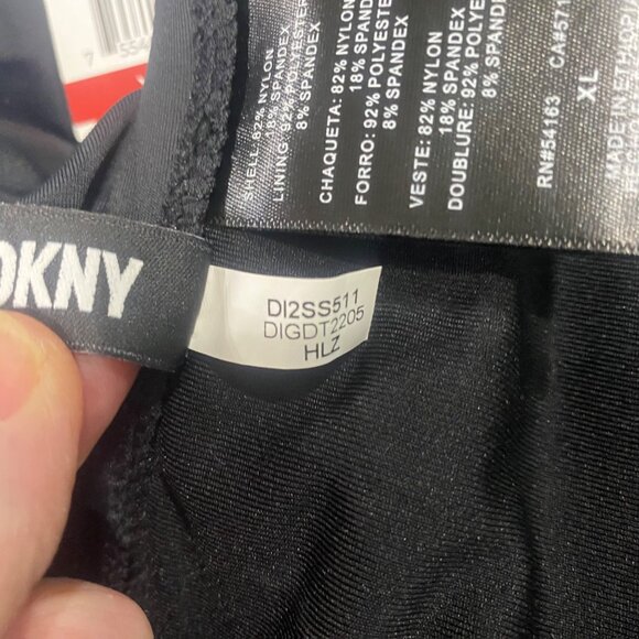 DKNY Womens Black One-Piece Swimsuit XL 4-Way Stretch UPF Front Shirring Adjusta - Picture 12 of 14